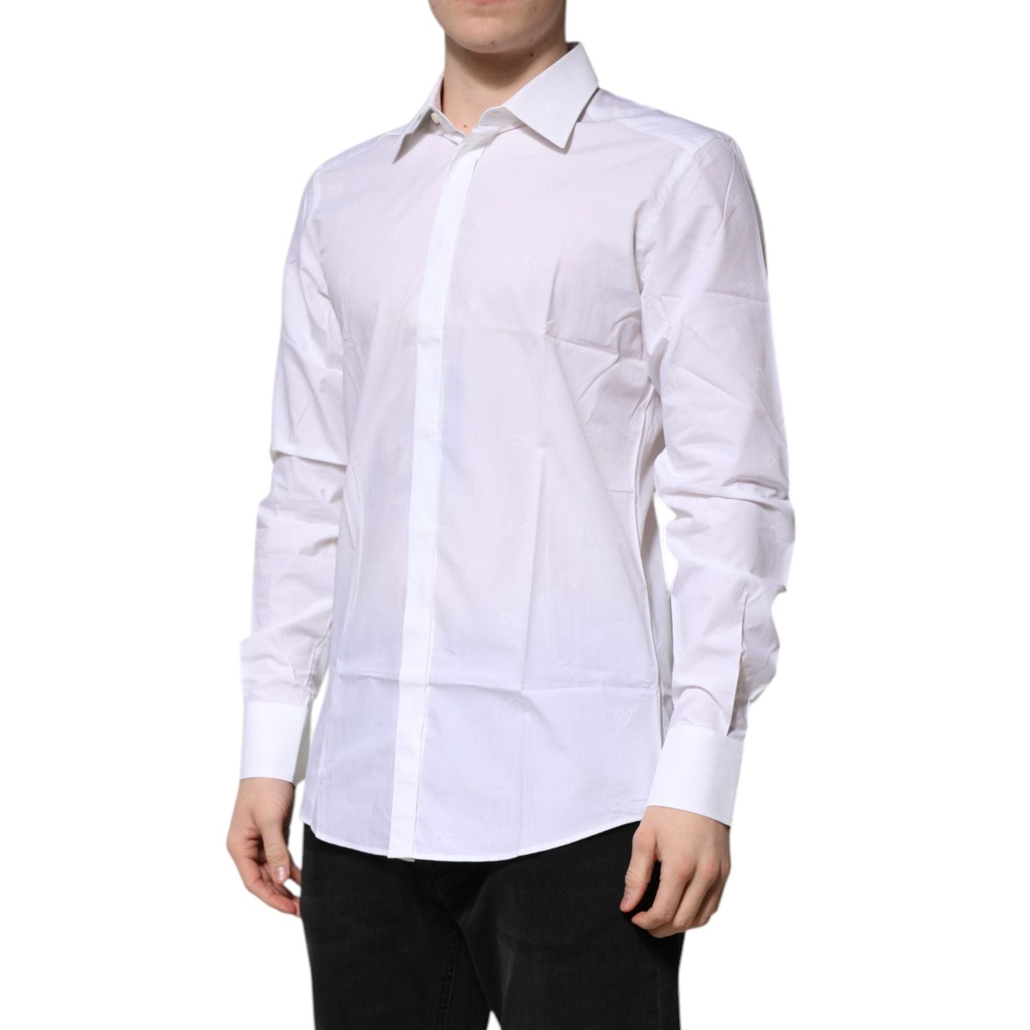 Dolce & Gabbana White Cotton GOLD Long Sleeves Formal Shirt
