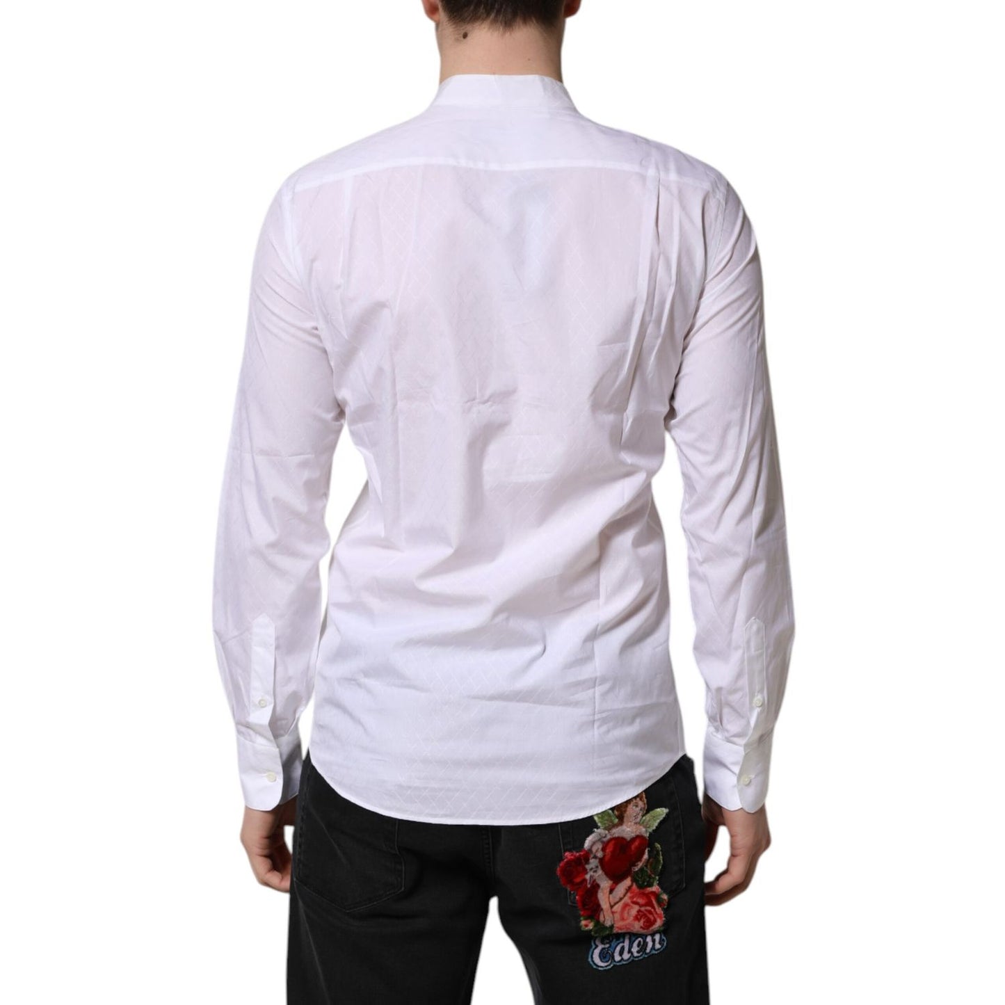 Dolce & Gabbana White Cotton Slim Long Sleeves Formal Shirt