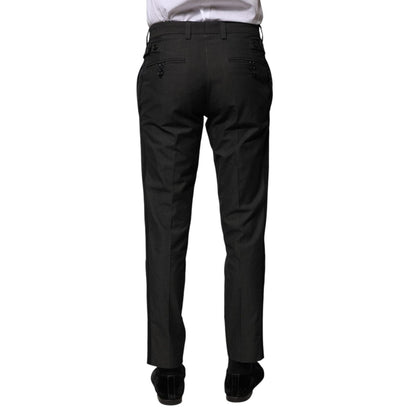 Dolce & Gabbana Gray Cotton Patterned Formal Pants