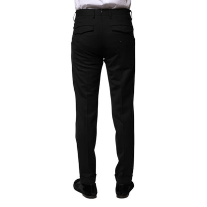 PT Torino Black Solid Formal Tapered Men Dress Pants