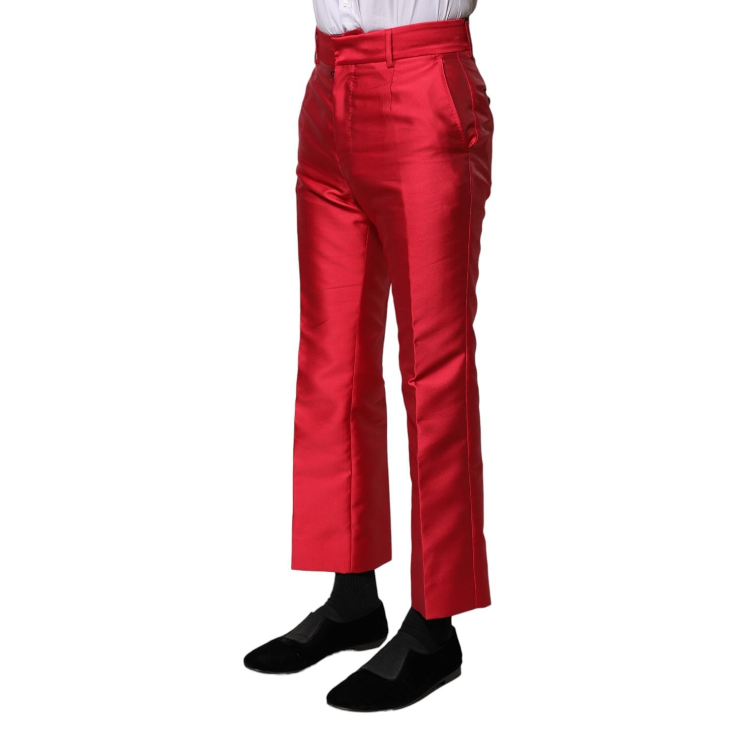 Dolce & Gabbana Red Polyester Cropped Dress Pants