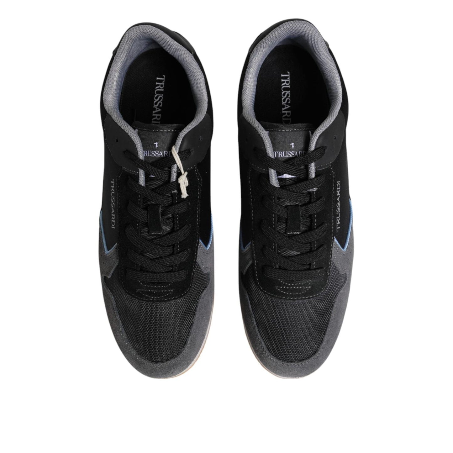 Trussardi Black Gray Lace Up Low Top Casual Sneakers Shoes MV7276-45
