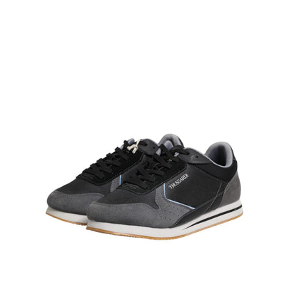 Trussardi Black Gray Lace Up Low Top Casual Sneakers Shoes