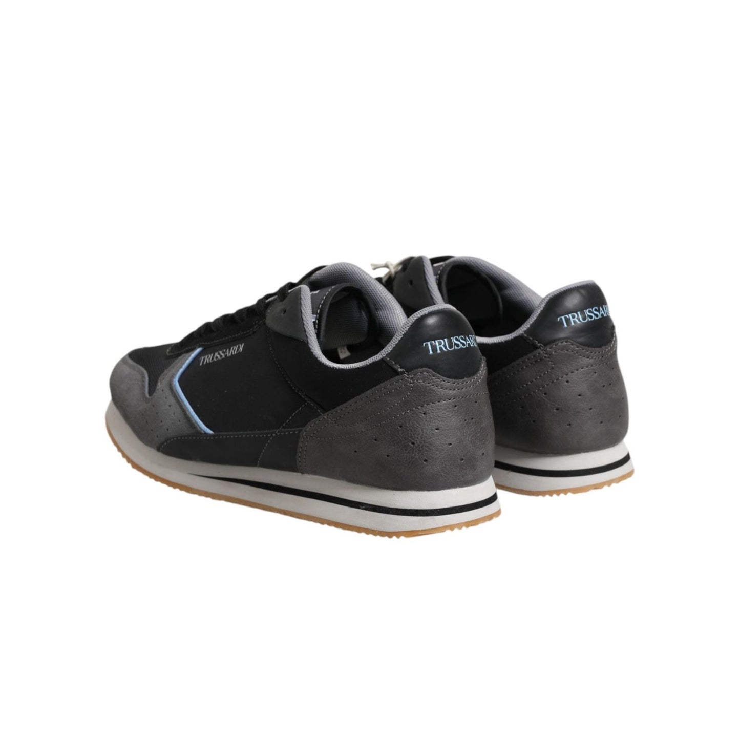 Trussardi Black Gray Lace Up Low Top Casual Sneakers Shoes MV7276-45