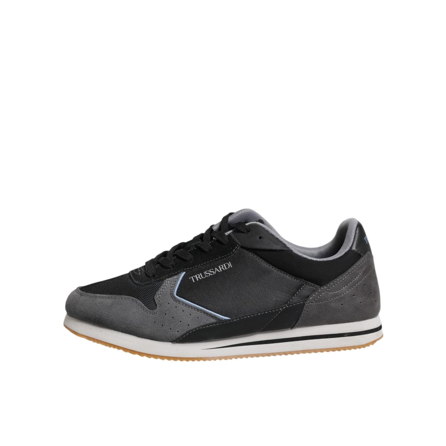 Trussardi Black Gray Lace Up Low Top Casual Sneakers Shoes MV7276-45