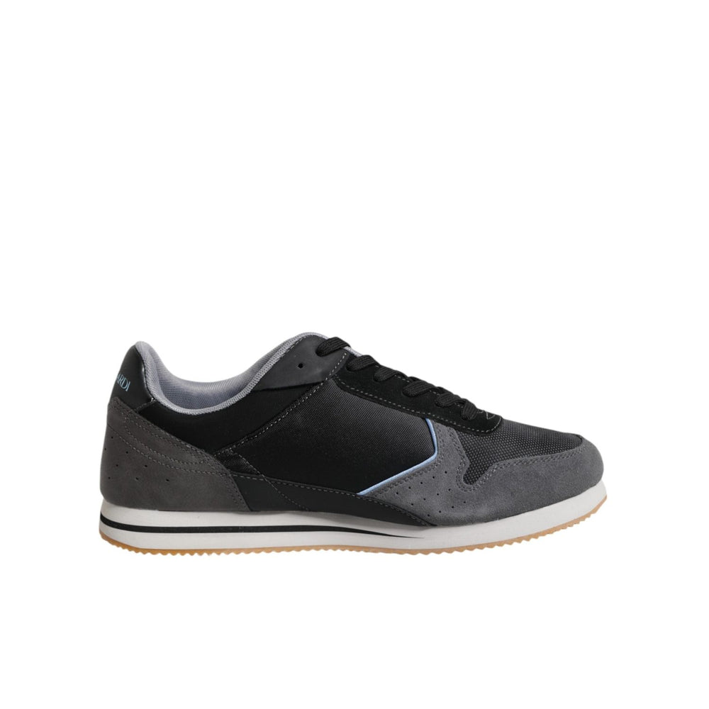 Trussardi Black Gray Lace Up Low Top Casual Sneakers Shoes MV7276-45