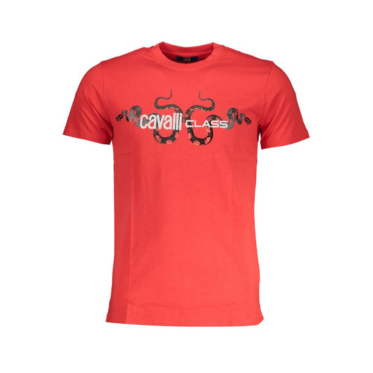 Cavalli Class Red Cotton T-Shirt CA-28584-L