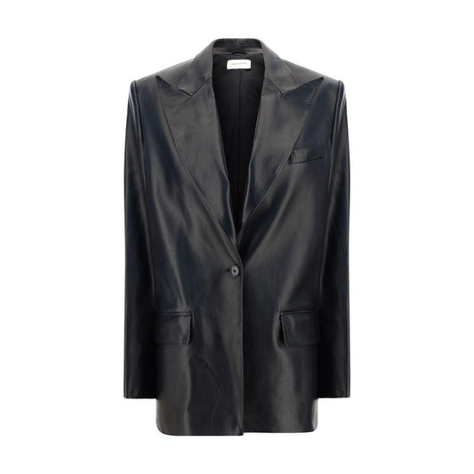 Magda Butrym Leather Blazer Jacket MA-260920BLACK-IT36 | XS