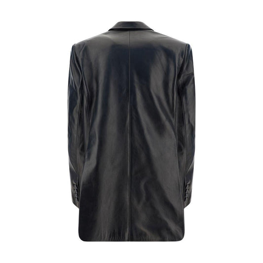 Magda Butrym Leather Blazer Jacket MA-260920BLACK-IT36 | XS