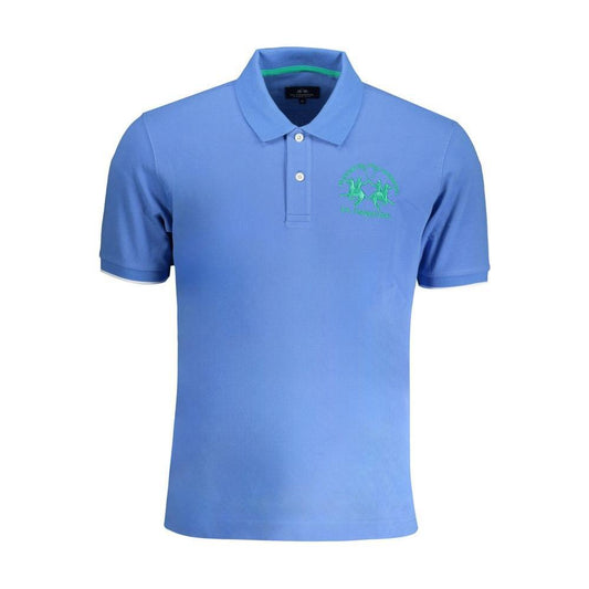 La Martina Light Blue Cotton Men Polo Shirt LA-30459-S