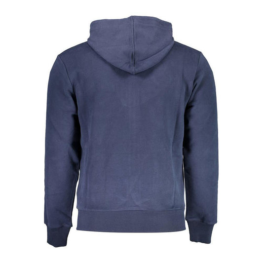 La Martina Elegant Blue Hooded Sweatshirt with Zip Detail LA-26377-XL