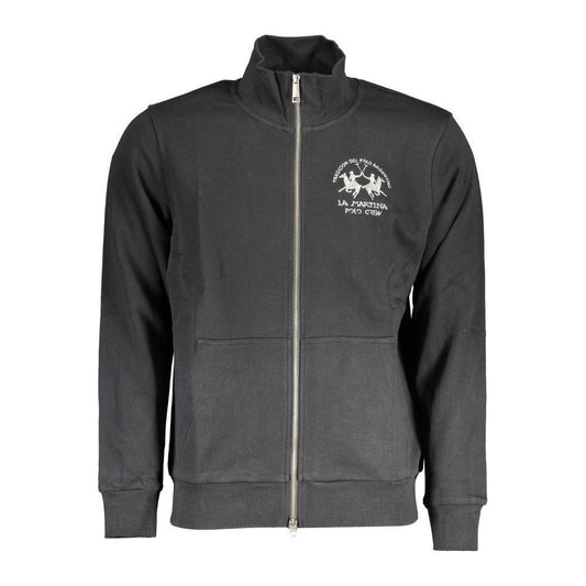 La Martina Black Cotton Men Sweater LA-17141-M