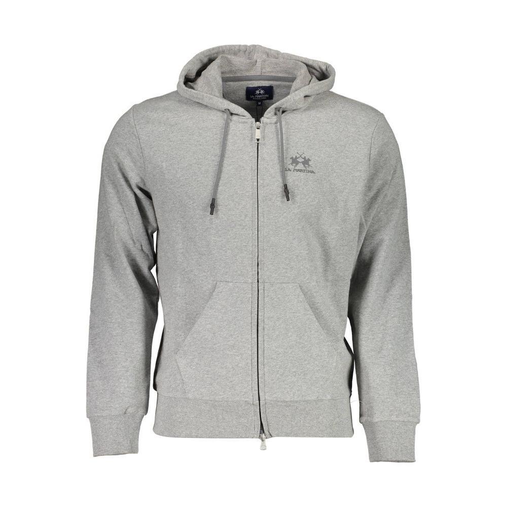 La Martina Brown Cotton Men Sweater Hoodie LA-27680-L