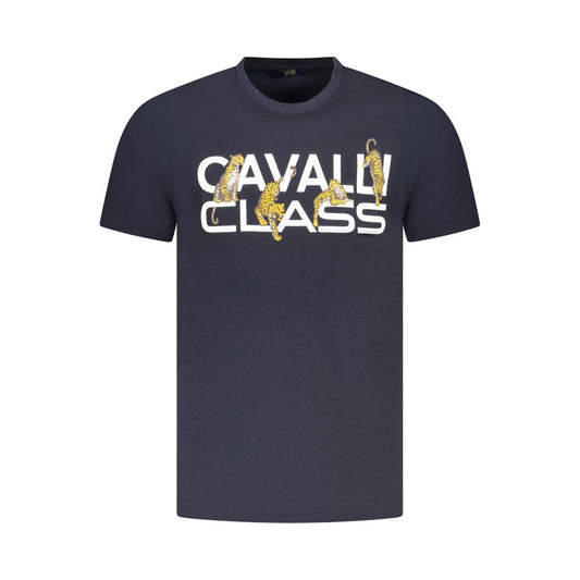 Cavalli Class Blue Cotton Men T-Shirt CA-36653-XL