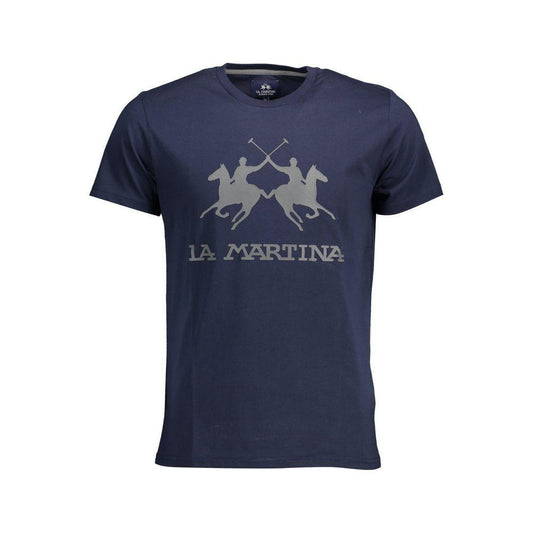 La Martina Chic Crew Neck Cotton Tee in Blue LA-26359-M