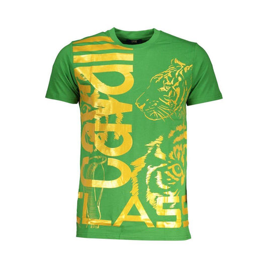 Cavalli Class Green Cotton T-Shirt CA-28587-L