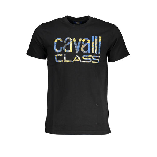 Cavalli Class Black Cotton T-Shirt CA-28629-XL