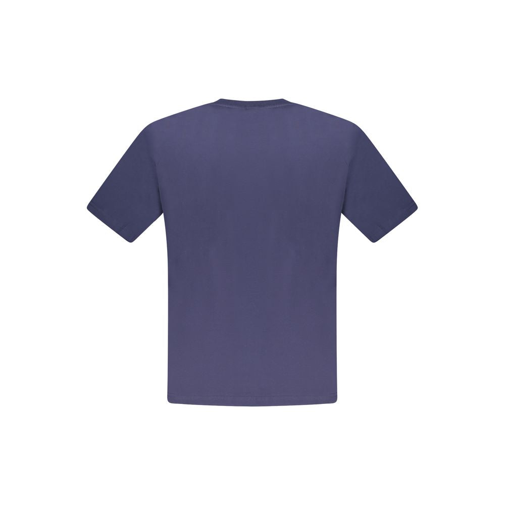 Back view of North Sails Blue Cotton Men T-Shirt, showcasing a simple crew neck design and 100% cotton material in vibrant blue.