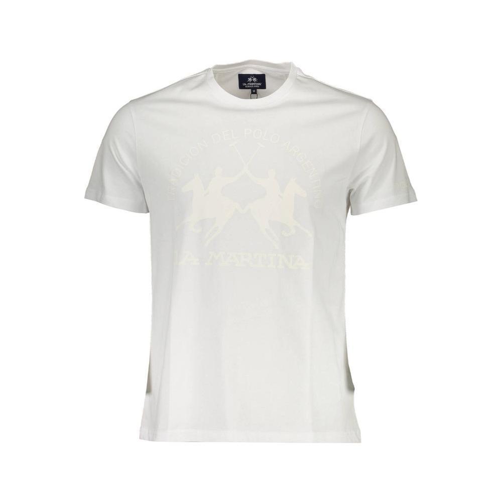 La Martina White Cotton Men T-Shirt LA-37593-M