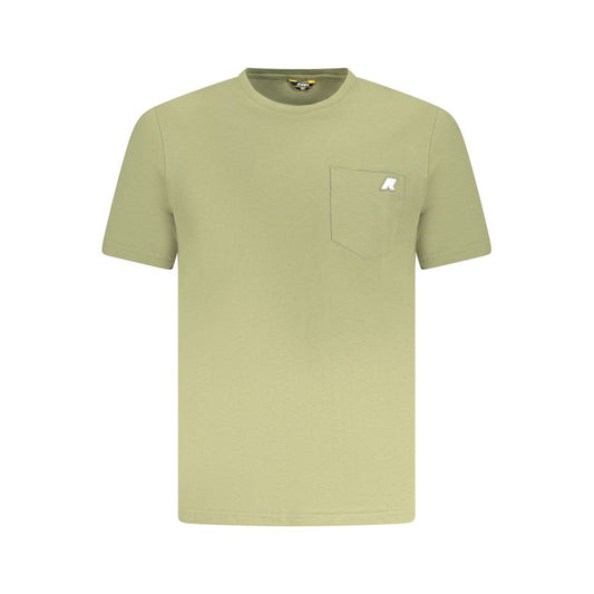 K-WAY Green Cotton T-Shirt - short sleeve, crew neck, 1 pocket, logo, application.