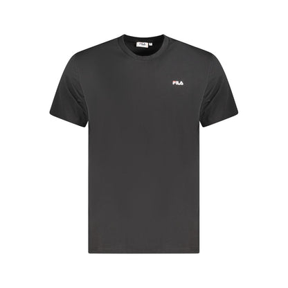 Fila Black Cotton Men T-Shirt with iconic logo, crafted from 100% organic cotton for comfort and style. Regular fit classic crew neck tee.