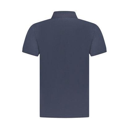Back view of Timberland Blue Cotton Men Polo Shirt showcasing sleek design and premium cotton fabric.