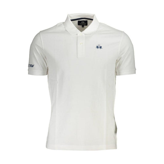 La Martina White Cotton Men Polo Shirt LA-37860-XL