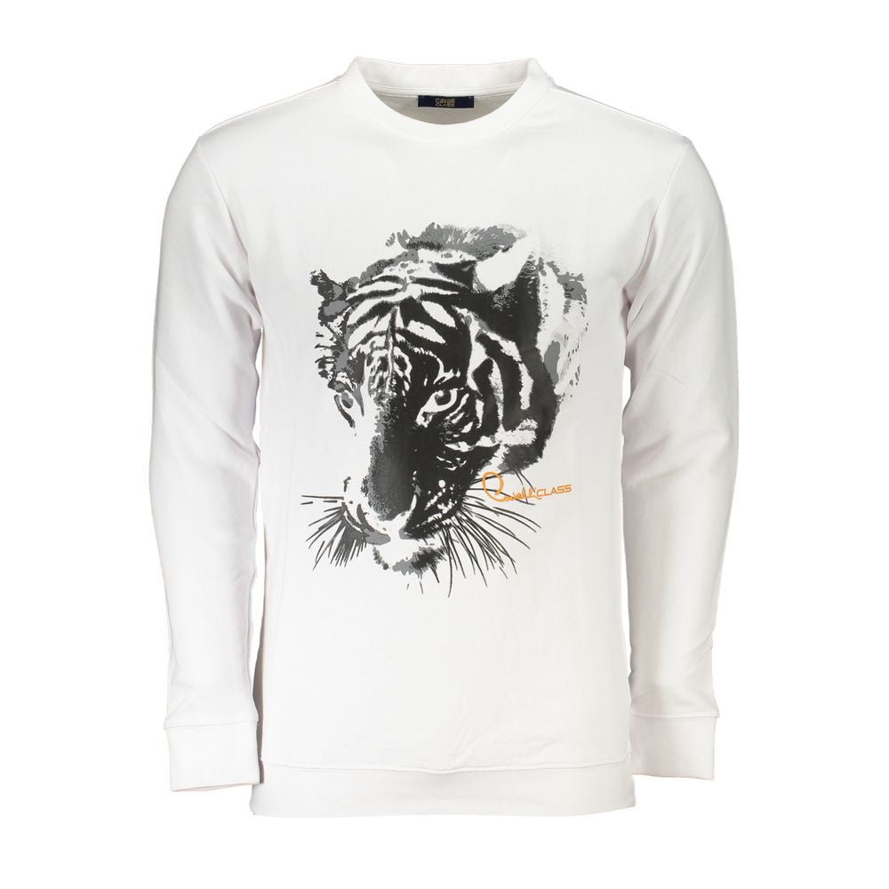 Cavalli Class White Cotton Men Sweatshirt