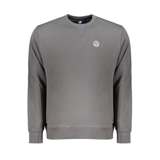 North Sails Gray Cotton Men Sweater with logo on chest, crew neck design for ultimate comfort and style
