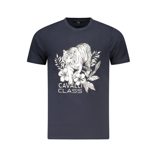 Cavalli Class Blue Cotton Men T-Shirt CA-36648-M