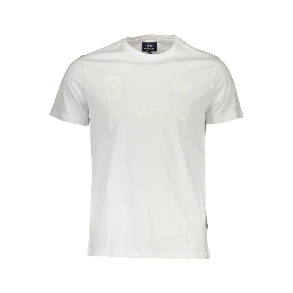 La Martina White Cotton Men T-Shirt LA-37562-S