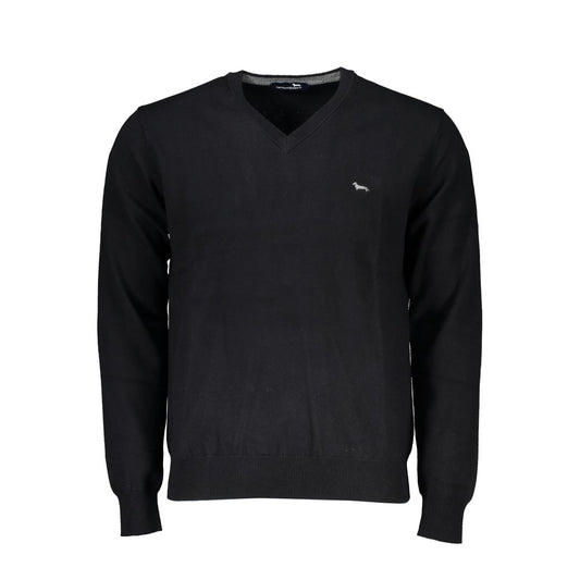 Harmont & Blaine Elegant V-Neck Embroidered Black Sweater HA-23572-L