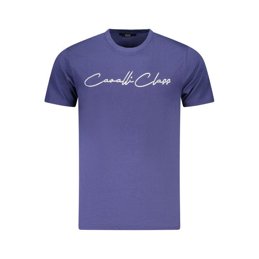 Cavalli Class Blue Cotton Men T-Shirt CA-36698-L
