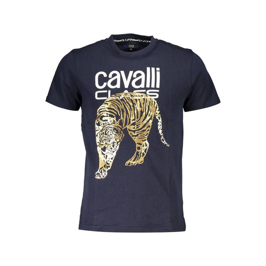 Cavalli Class Blue Cotton Men T-Shirt CA-36996-XL