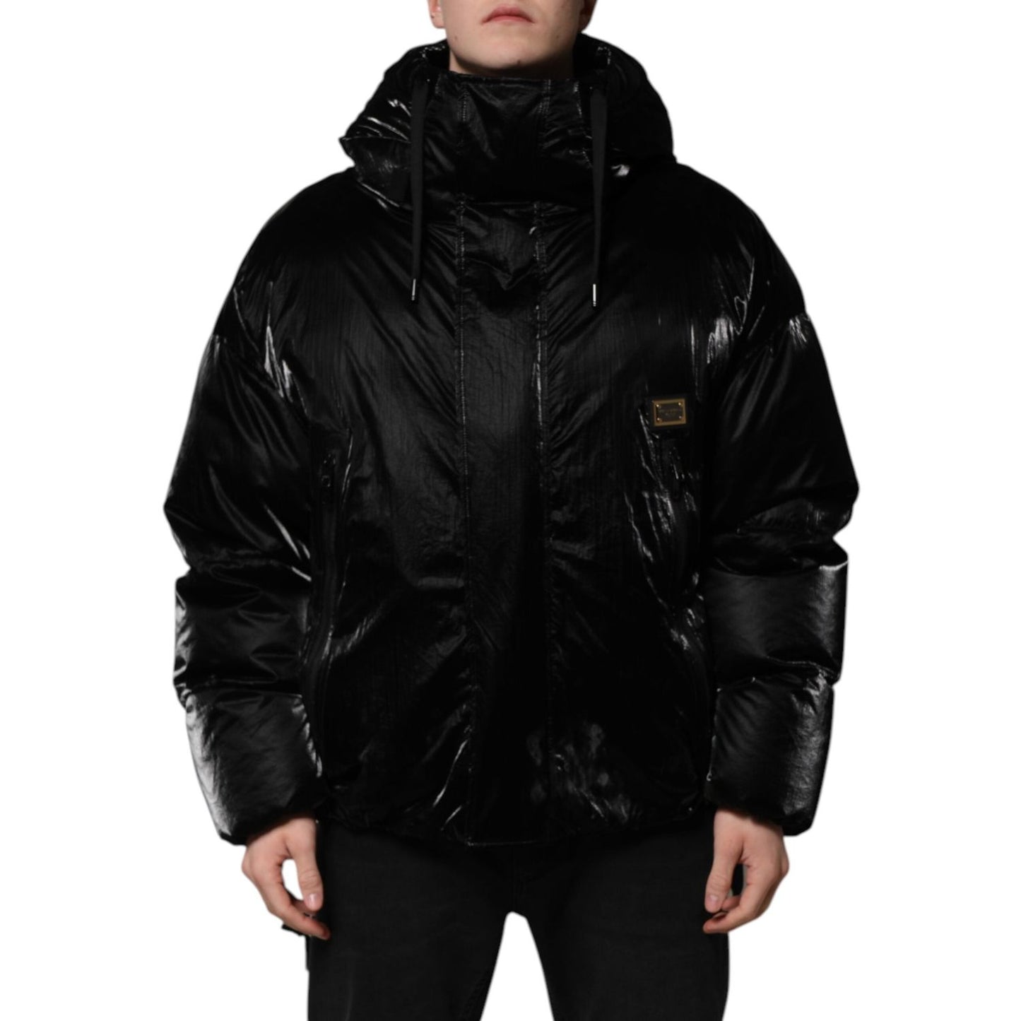 Dolce & Gabbana Black Logo Full Zip Hooded Quilted Jacket JKT41462-54