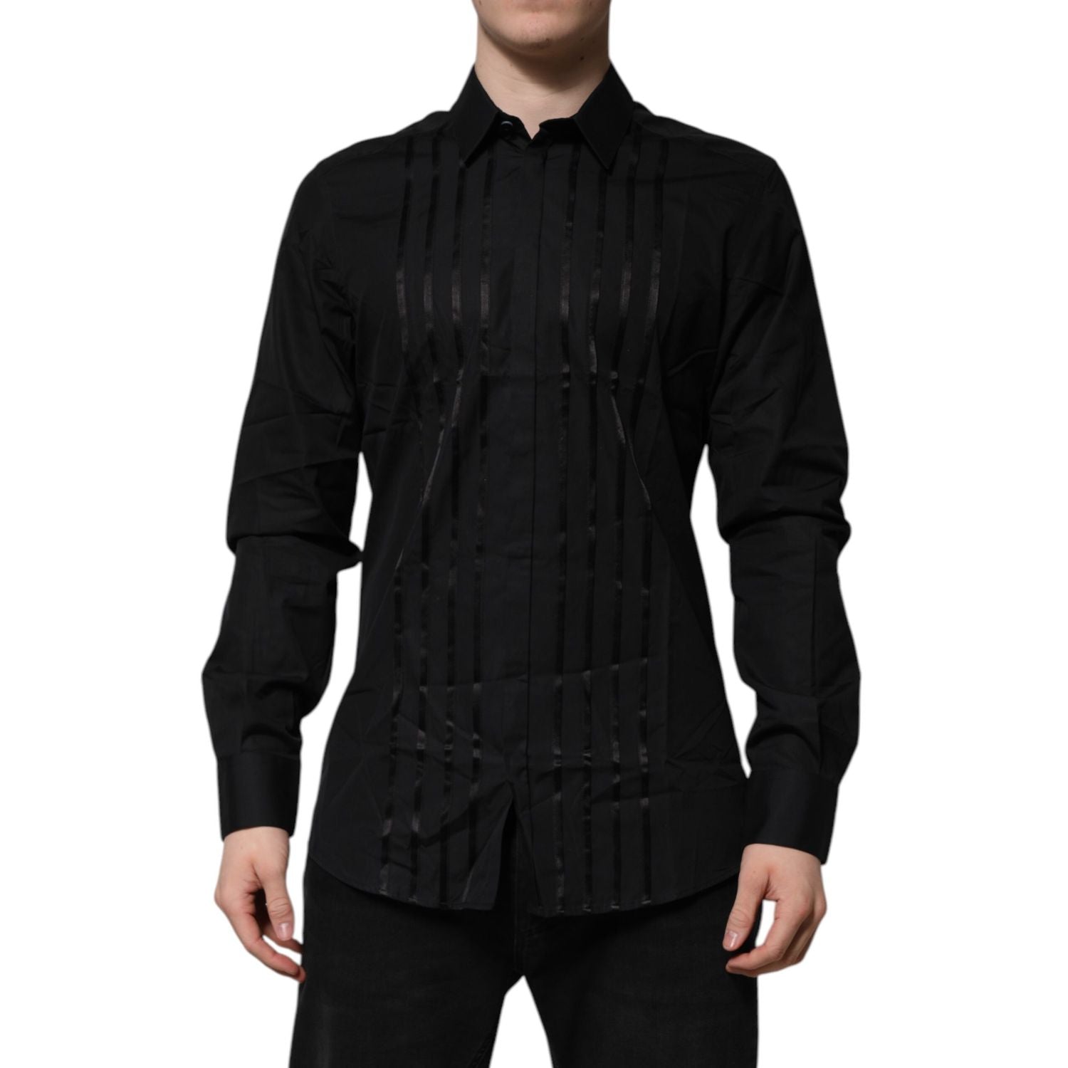 Dolce & Gabbana Black GOLD Long Sleeves Men Formal Dress Shirt