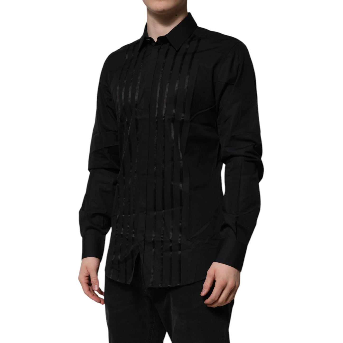 Dolce & Gabbana Black GOLD Long Sleeves Men Formal Dress Shirt