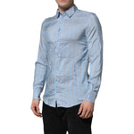Dolce & Gabbana Blue Striped MARTINI Long Sleeves Dress Shirt TSH906770-41