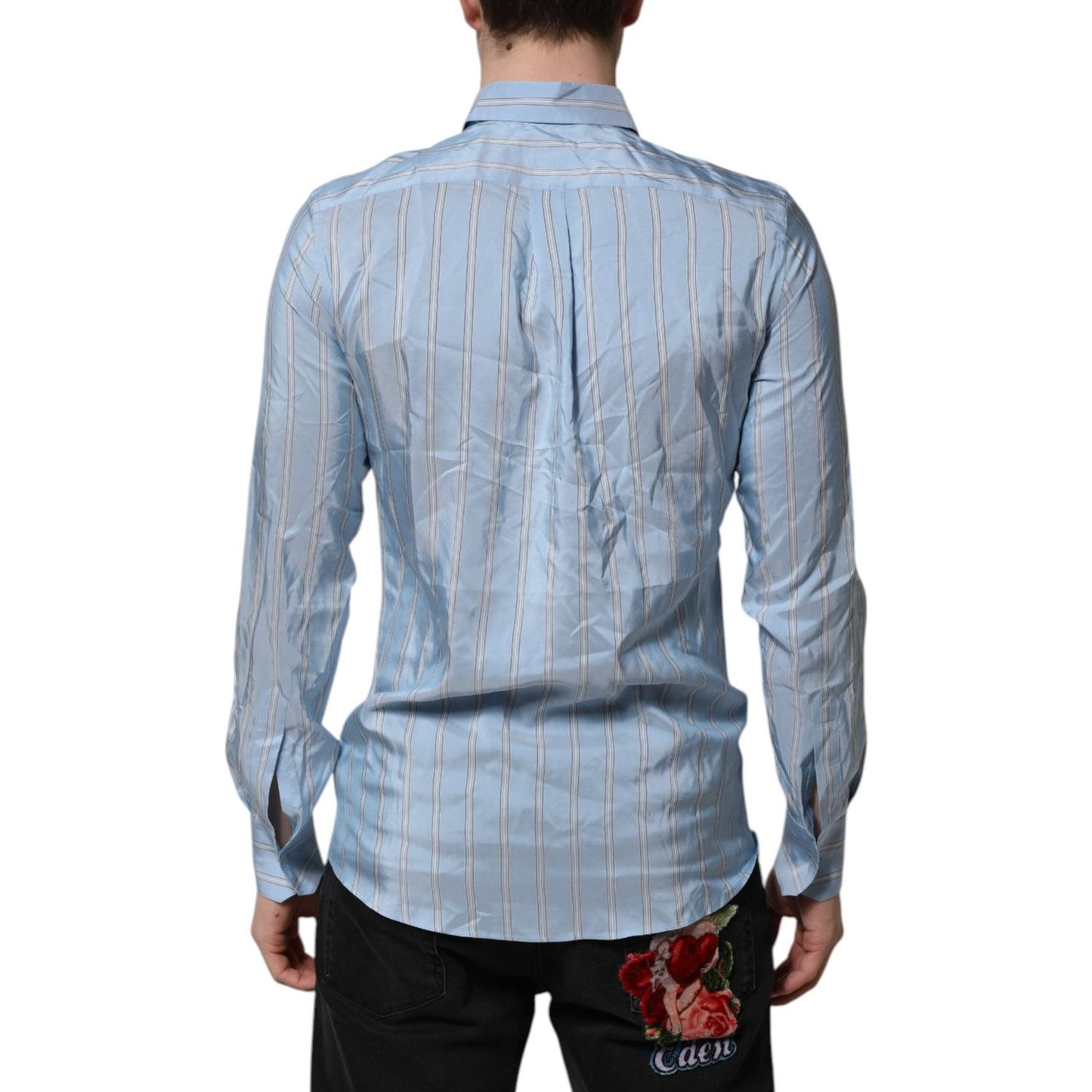 Dolce & Gabbana Blue Striped MARTINI Long Sleeves Dress Shirt TSH906770-41