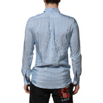 Dolce & Gabbana Blue Striped MARTINI Long Sleeves Dress Shirt TSH906770-41