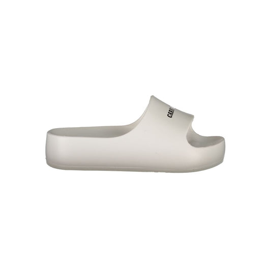 Carrera White Polyethylene Sandal with 5 cm platform and logo, stylish slipper footwear for comfortable walking.