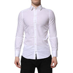 Dolce & Gabbana White Cotton MARTINI Long Sleeve Dress Shirt TSH906928-37