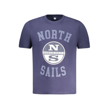 North Sails Blue Cotton Men T-Shirt with logo and crew-neck design