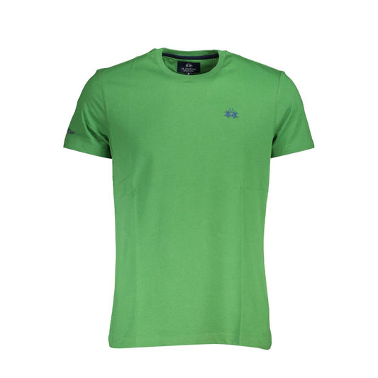 La Martina Green Cotton Men T-Shirt with embroidery and logo