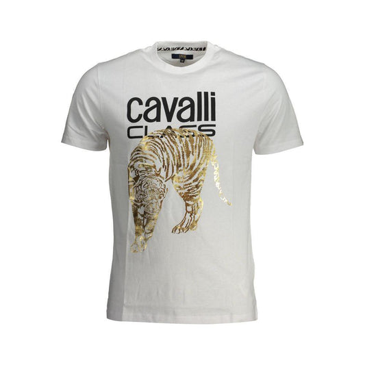 Cavalli Class White Cotton T-Shirt CA-26280-XL