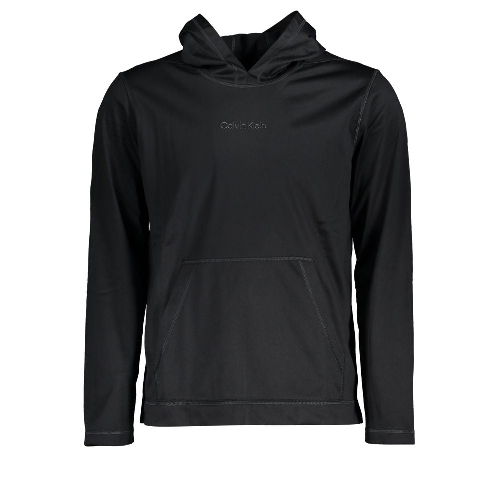 Calvin Klein Sleek Black Hooded Sweatshirt with Logo Print CA-27129-S