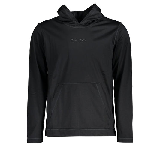 Calvin Klein Sleek Black Hooded Sweatshirt with Logo Print CA-27129-S