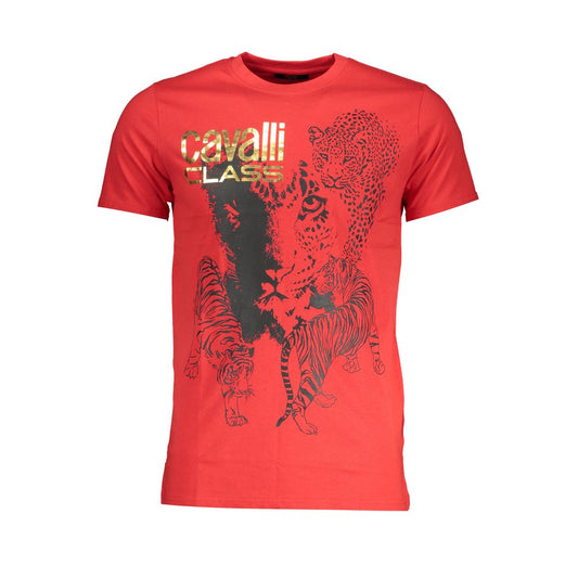Cavalli Class Red Cotton T-Shirt CA-28590-L