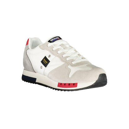 Blauer White Polyethylene Men Sneaker - stylish and comfortable with removable footbed and iconic logo, perfect for urban wear.