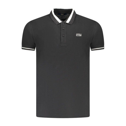 Cavalli Class Black Cotton Men Polo Shirt CA-36693-M